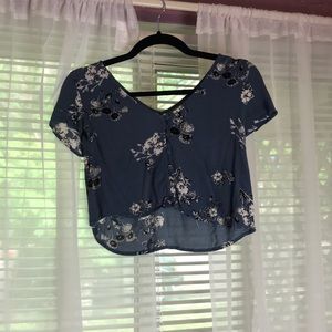 Floral button down crop top